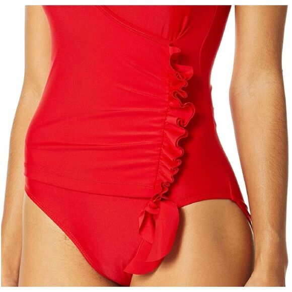 New. Red ruffle one piece. Retails $115 - Picture 4 of 11